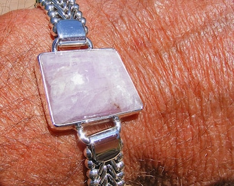KUNZITE Sterling Silver V Chain BRACELET, Sterling Silver, Adjustable Length, Lavender Kunzite