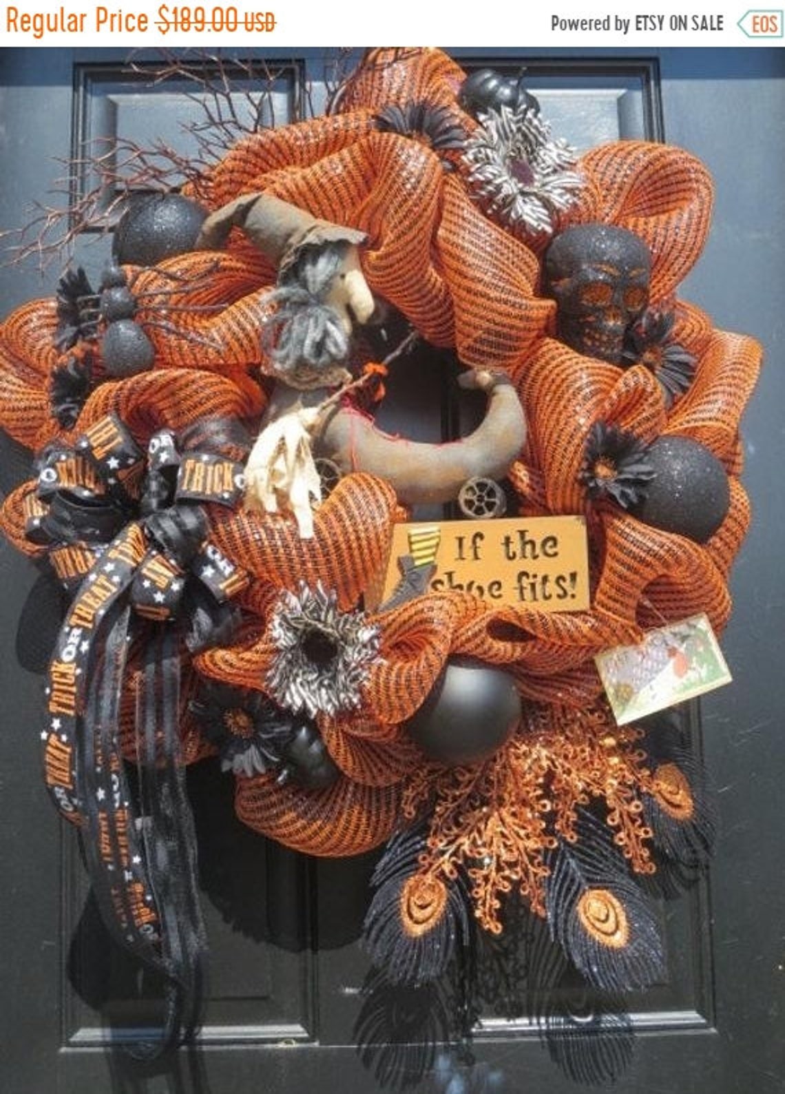 ON SALE Witch Wreath Halloween Wreath Halloween Deco Mesh Etsy