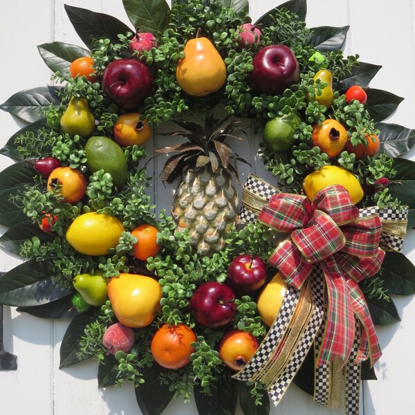 Williamsburg Wreath, Thanksgiving Wreath, Christmas Door Wreath, Williamsburg Fruit Wreath, Christmas Front Door Wreath, MacKenzie Childs