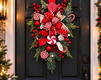 Christmas Wreath for Front Door, Pine Berry Holiday Wreath, Winter Porch Decor, Farmhouse Christmas Door Decoration, Housewarming Gift