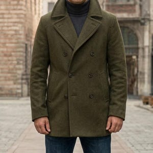 Mönster för dubbelknäppt peacoat för män, ritning för vinterjacka (digital nedladdning)