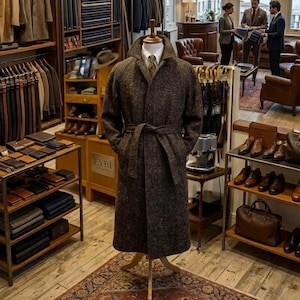 Men's Tweed Overcoat Sewing Pattern, Herringbone Wool Duster (2XS-5XL)