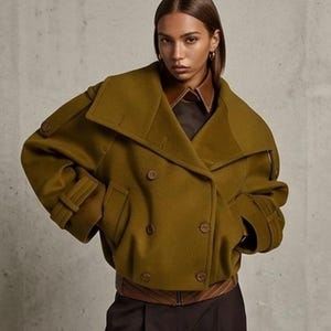 Mönster för kort ulljacka i PDF-format, dubbelknäppt kort kappa, 2XS till 5XL 10 storlekar, plus size damkavaj, digital nedladdning av kläder