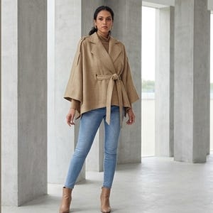 Mönster för damkappa, plus size omlottponcho (2XS-5XL)