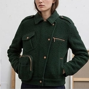 Mönster för asymmetrisk utilityjacka, linnekappa i gabardin (2XS-5XL)