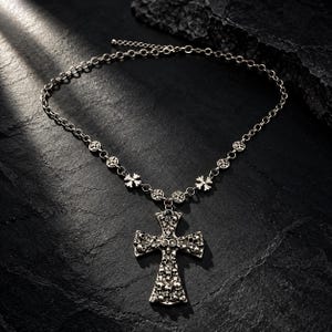 Gothic Skull Cross Necklace - Etsy