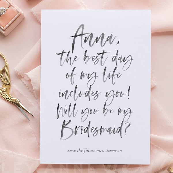 Card for Bridesmaid, Ask Bridesmaid Card, Bridesmaid Ask Card, Proposal Bridesmaid, Calligraphy Bridesmaid Card
