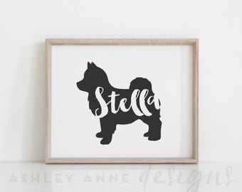 Personalized Pomsky Art Print: Custom Dog Silhouette