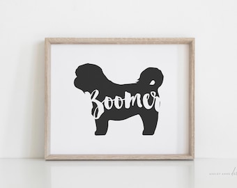 Custom Shih Tzu Art Print: Personalized Dog Silhouette Gift