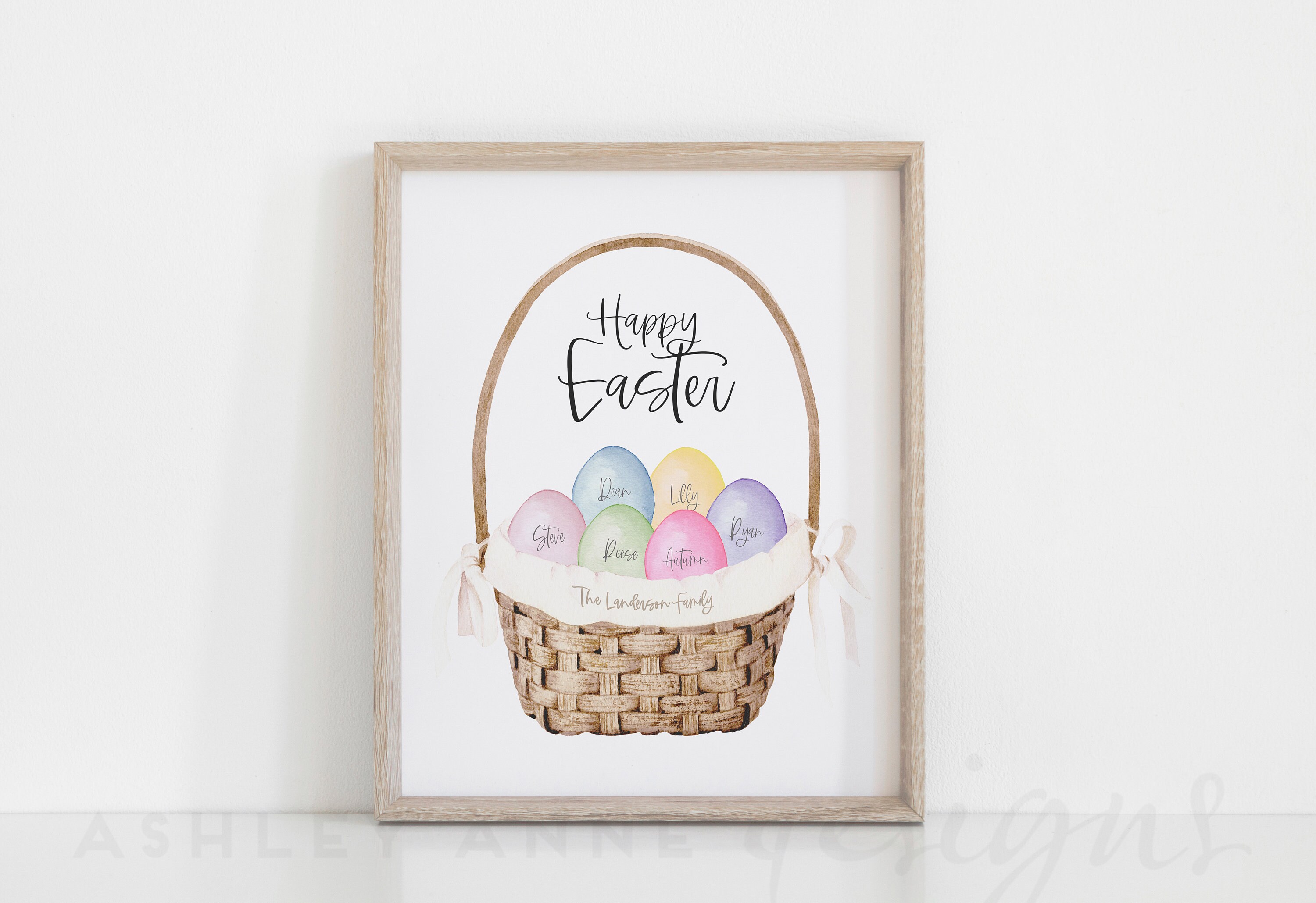 Easter Decor Easter Basket Personalized Artwork Easter Art - Etsy