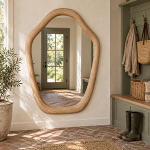 Large Asymmetrical Wall Mirror: Entryway Wood Mirror