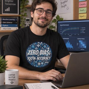 Maglietta Zero Bias 100% Accuracy, maglietta divertente sulla scienza dei dati
