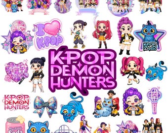 Pacchetto PNG di KPop Demon Hunters, design del personaggio di Huntrix, download digitale