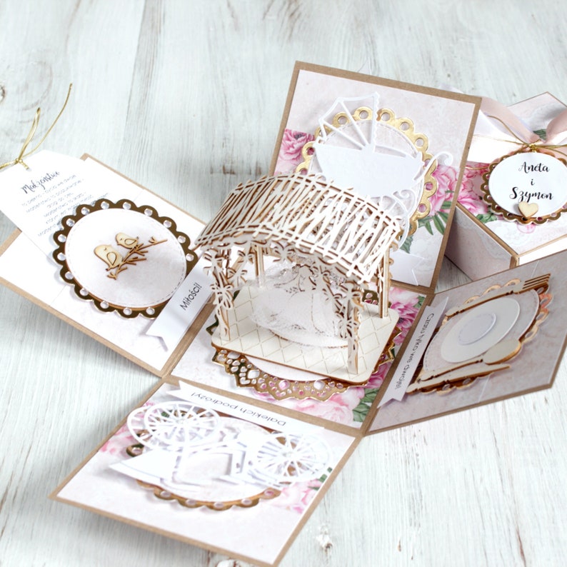 Personalized Wedding card box marriage gift explosion box 3D zdjęcie 6