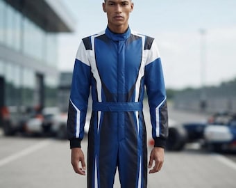CIK FIA Level 2 Karting-Rennanzug, Marineblauer Cordura-Overall (Erwachsene)