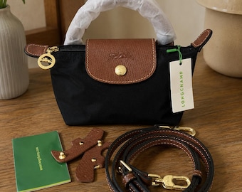 Longchamp Mini-Umhängetasche, abnehmbarer Riemen, Nylon-Handtasche