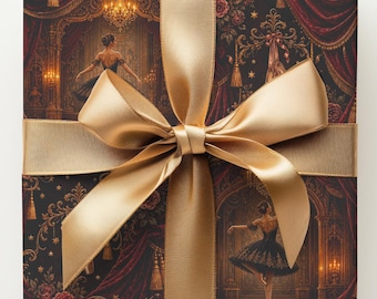 Victorian Ballerina Christmas Wrapping Paper, Moody Ballet Gift Wrap, Vintage Theater Christmas Paper, Dark Romantic Holiday Wrap