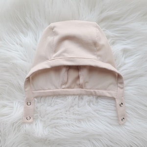 Hat for Hearing Aid Retention, Solid Light Blush Colored Hat for Hearing Aids, Cochlear Implant Hat, Hat with Snaps and Mesh Sides,Pilot Cap