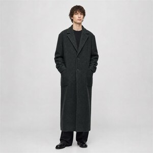 Graphite Pine Wool Overcoat, Single Breasted, Two Button