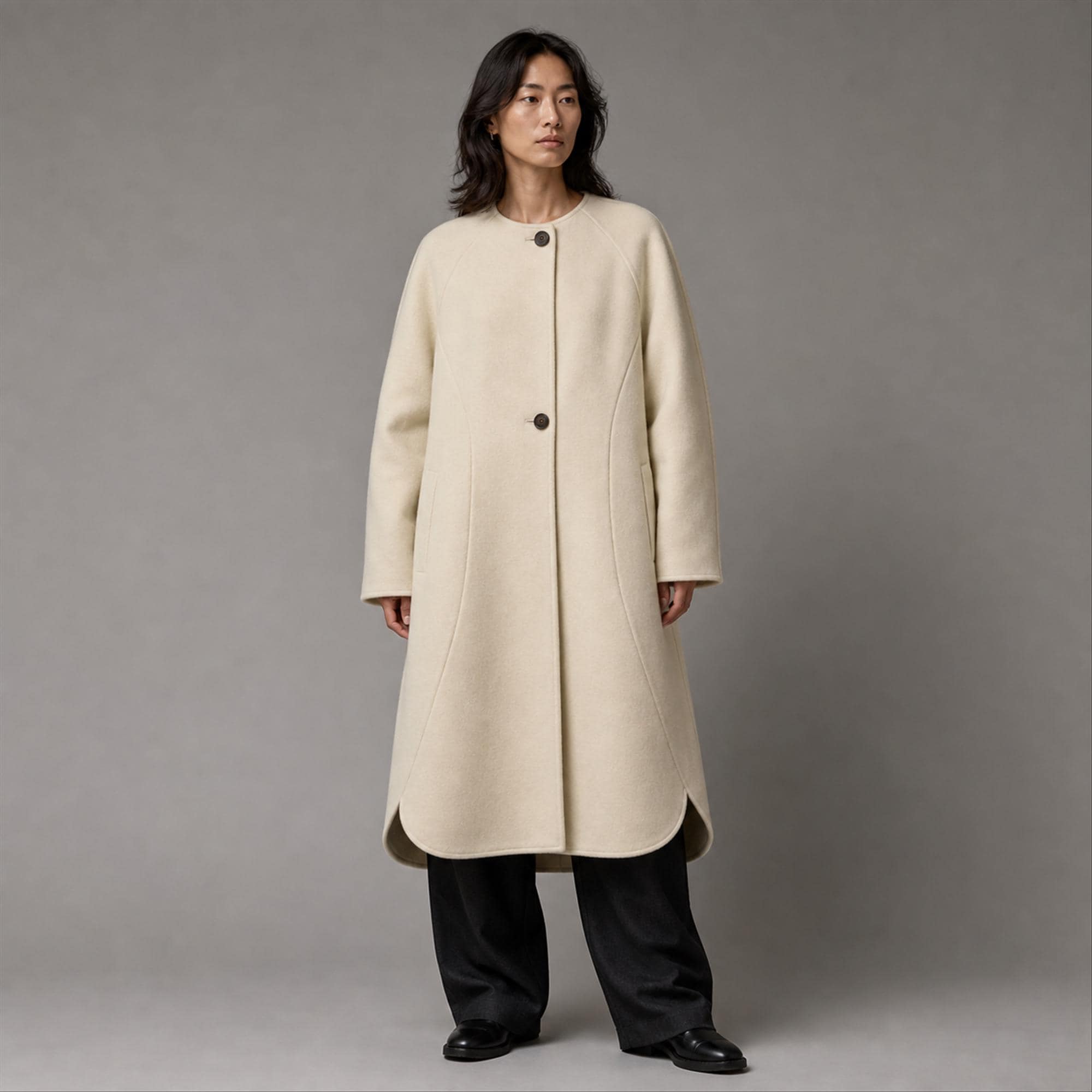 Collarless Wool Coat - Etsy
