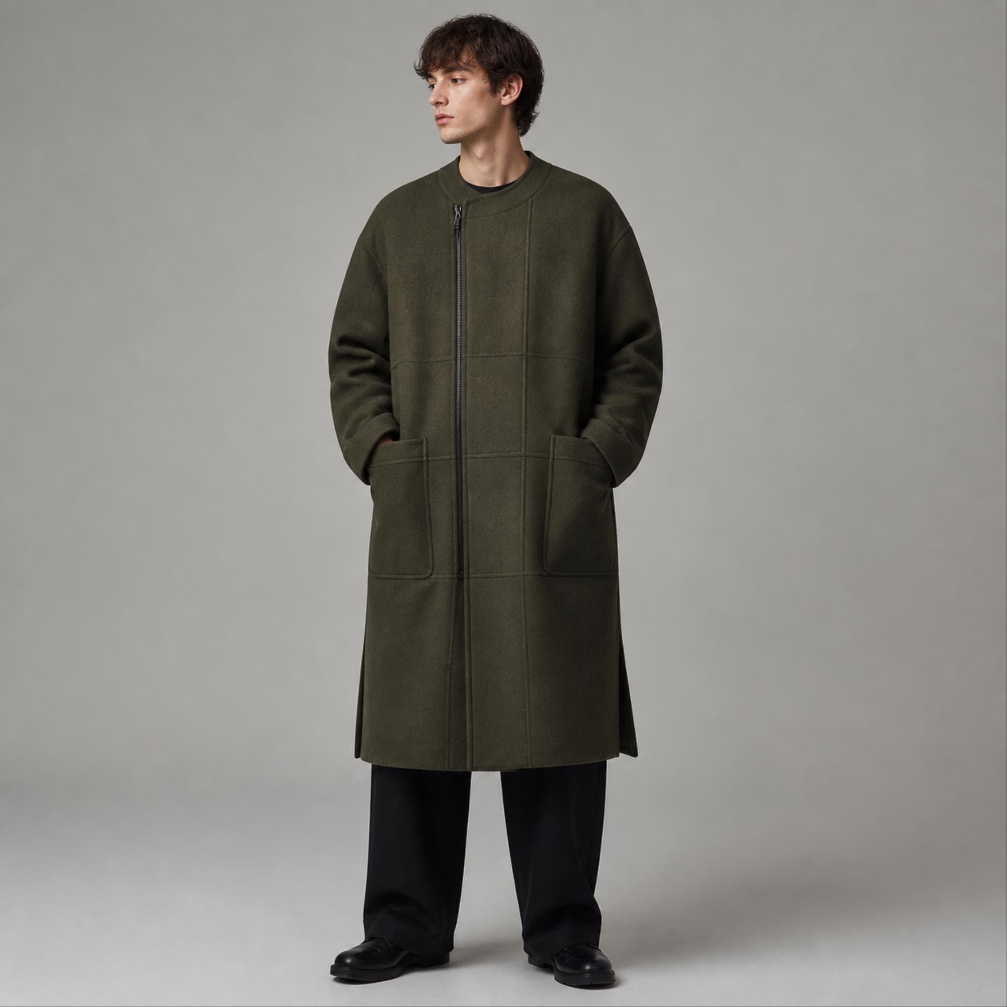 Collarless Wool Coat - Etsy