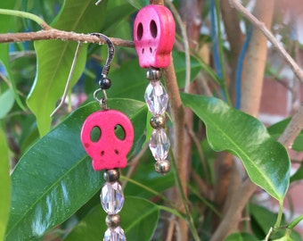 Pink Sugar Skull Drop Earrings