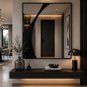 Luxe Large Rectangular Wall Mirror, Slim Black Frame, Modern Statement Mirror for Entryway, Living Room, Bedroom and Vanity