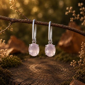 Örhängen i rosenkvarts 925 silver | Örhängen i naturlig rosenkvarts