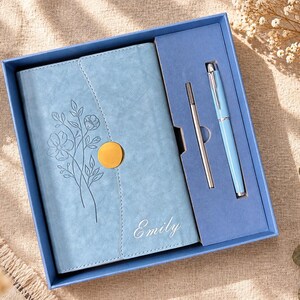 Personlig blommig anteckningsbok, Anpassad namnlogg, Presentset (A5-storlek)