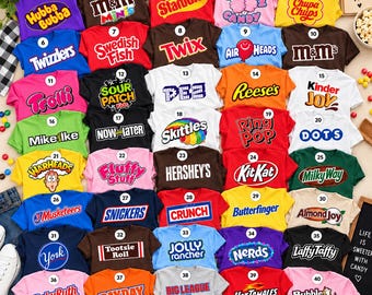 Candy Group Halloween Matching Family Colorful Custom Chocolate Bar Halloween Shirt Candy Custom Costumes Halloween Candy Group Chocolate