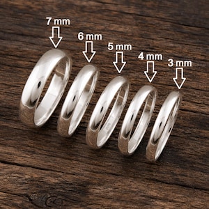 Comfort Fit Half-Dome-ring i sterlingsilver: Minimalistisk vigselring (3-7 mm)