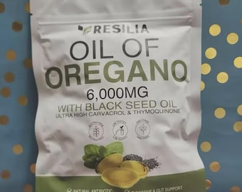 Resilia Oil of Oregano 6000mg with Black Seed Oil Softgels – 60 Capsules