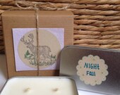 Poured in 2017 Sale. Night Fall Candle. Travel Tin Soy Wax Candle with Kraft Gift Box included. Outdoor Candle. Camping Candle.