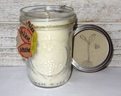 Lemongrass Essential Oil Scented Candle. 8 oz natural soy wax candle. Made with a hemp wick that is coated in beeswax. Zen gift idea.