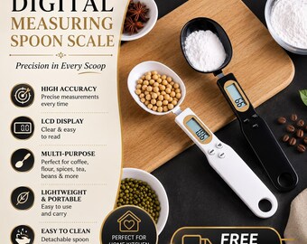 Digital Measuring Spoon Scale, Precision Baking & Cooking Tool (1-Piece Set)