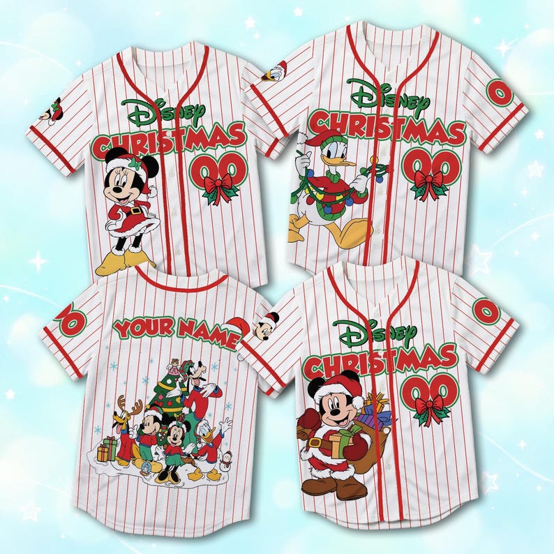Personalized Disney Christmas Baseball Jersey, Custom Mickey and ...