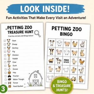 Petting Zoo Activity Pack for Kids Ages 5-10, Farm Animal Scavenger Hunt, Bingo & Games, Printable Field Trip Activities image 3