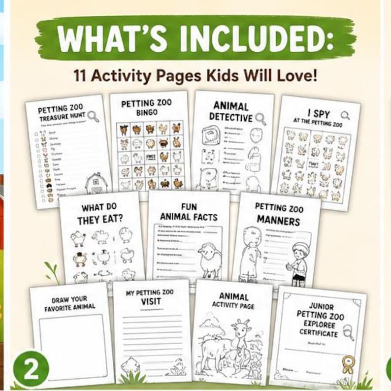 Petting Zoo Activity Pack for Kids Ages 5-10, Farm Animal Scavenger Hunt, Bingo & Games, Printable Field Trip Activities image 4