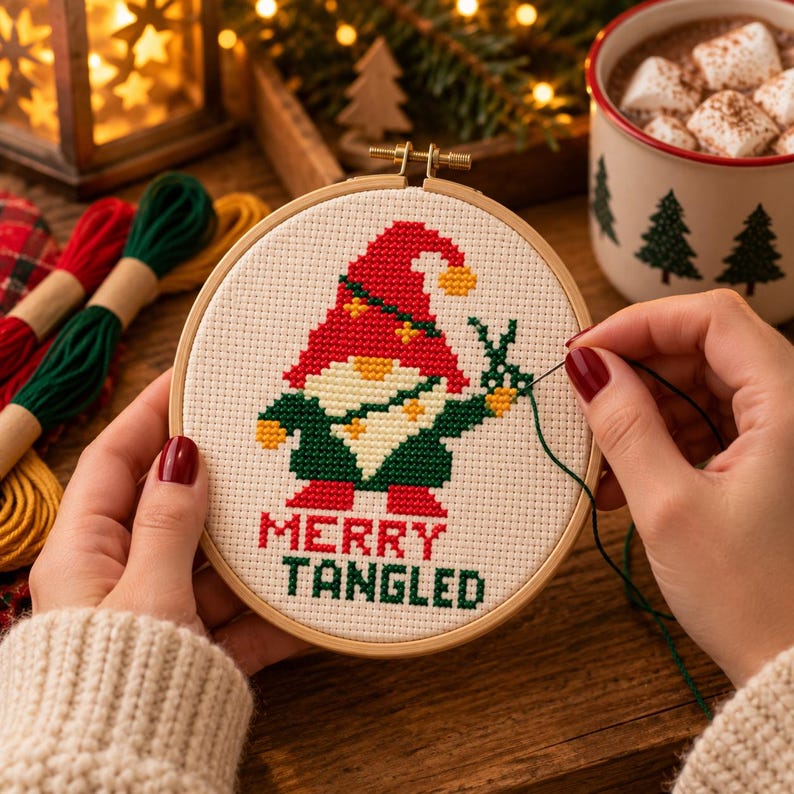 Cross String Support Snarky Christmas Cross Stitch Patterns Bundle, Gnomes, Owl, Rat ...