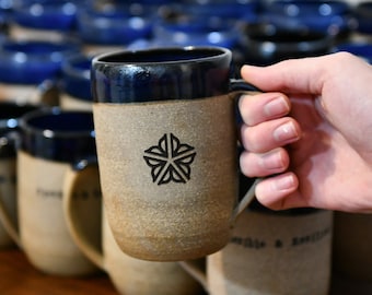 Handmade Custom Logo Mugs - Natural Clay Pottery