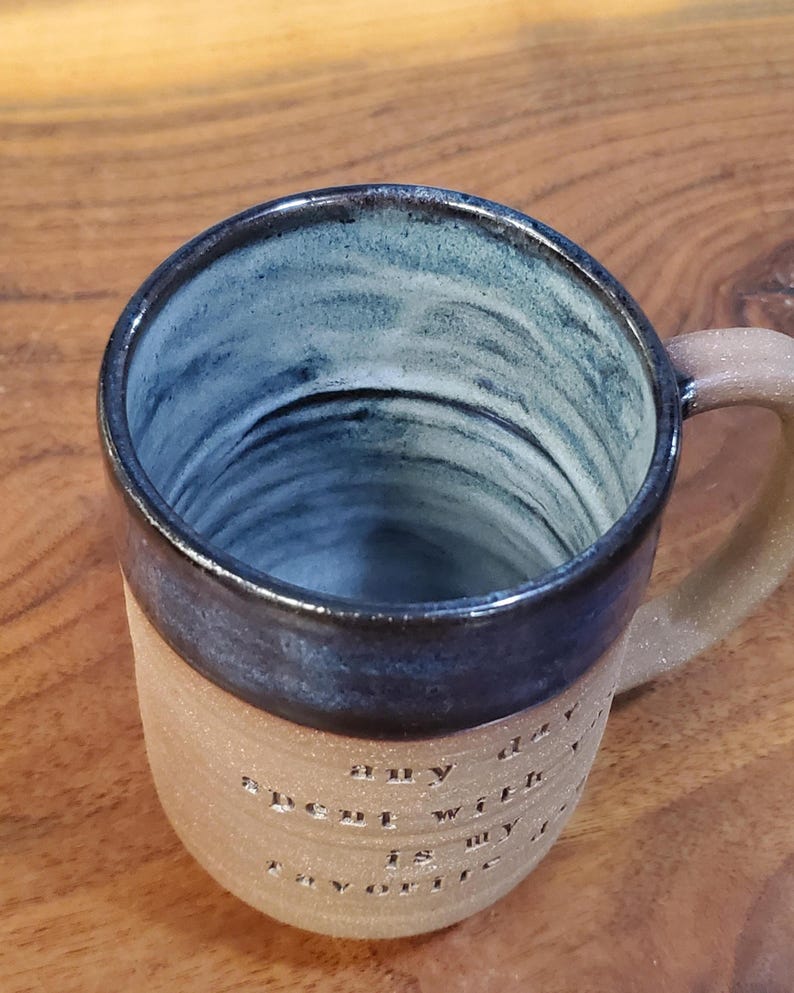 Custom Quote Mug: Handmade Natural Clay Pottery, Personalized with Your Words image 7