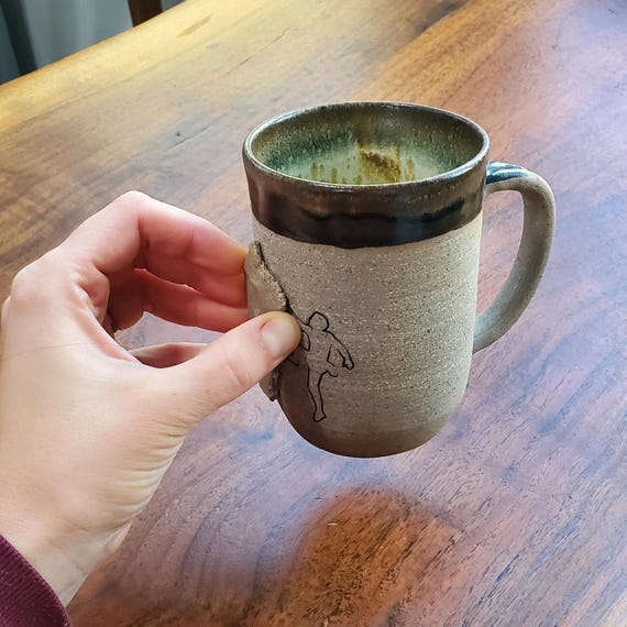 Rock Climbing Mug- Handmade climbing gift with crimp grip handle