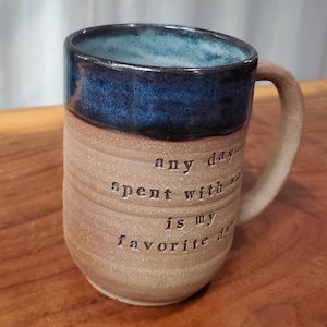 Custom Quote Mug: Handmade Natural Clay Pottery, Personalized with Your Words image 10