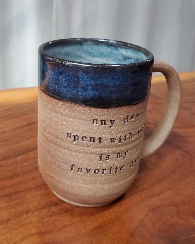 Custom Quote Mug: Handmade Natural Clay Pottery, Personalized with Your Words image 10