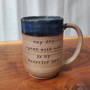 Custom Quote Mug: Handmade Natural Clay Pottery, Personalized with Your Words image 2