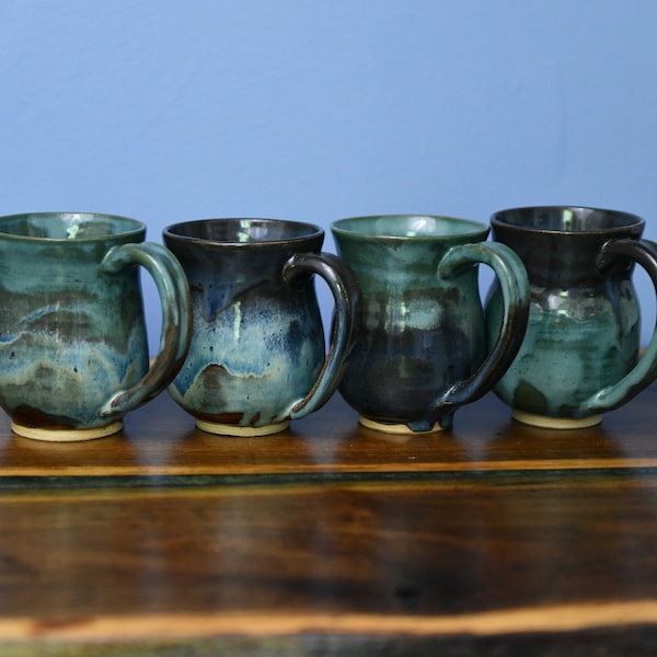 Handmade Matching Mug Set - Hourglass Shaped Pottery