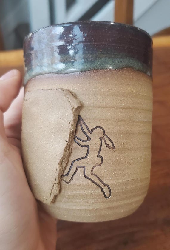 One-of-a-Kind Rock Climbing Teacup – Handmade Stoneware Mug