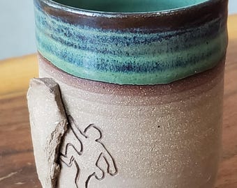 Rock Climbing Teacup - Handmade climbing gift with crimp grip handle