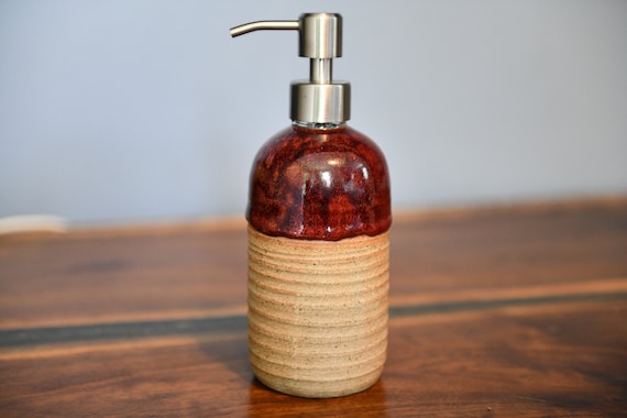 Ceramic Soap Dispenser - Textured Natural Clay
