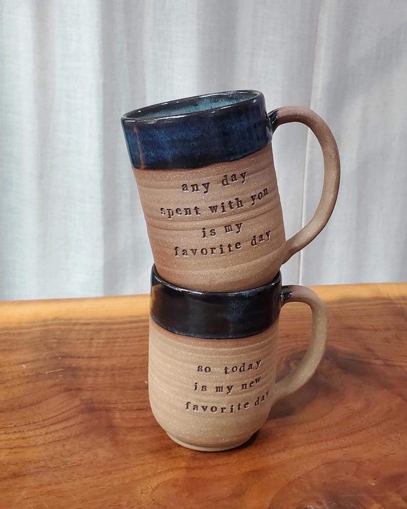 Custom Quote Mug: Handmade Natural Clay Pottery, Personalized with Your Words image 5
